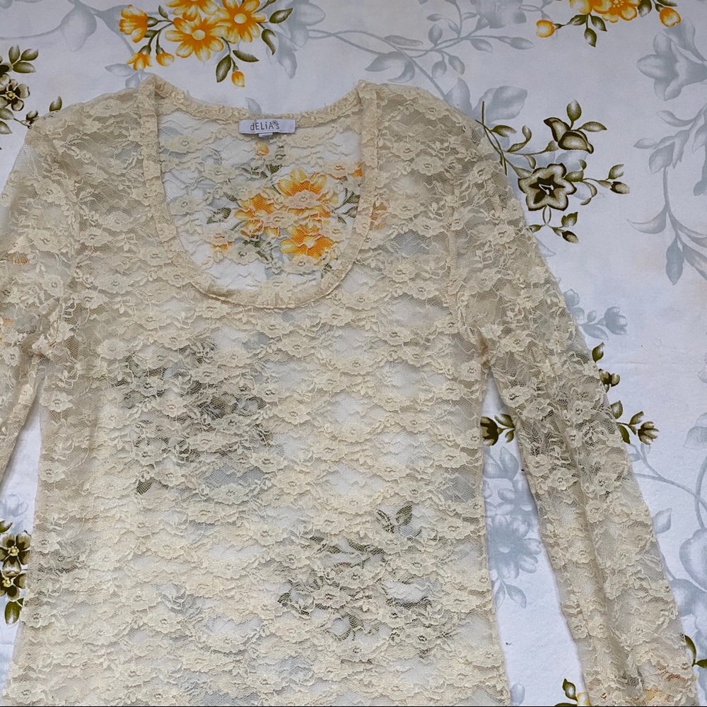 Delia's Size M Lace Long Sleeve